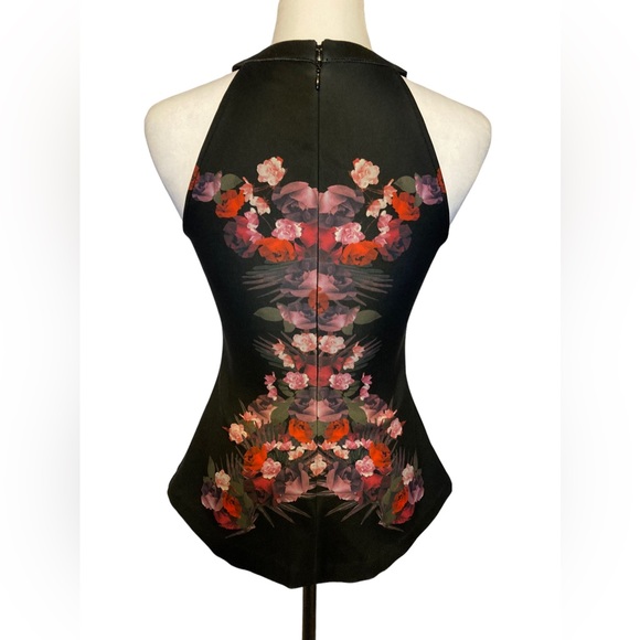 Guess bold floral body-hugging halter top with mesh chest. Gorgeous! - Picture 3 of 8